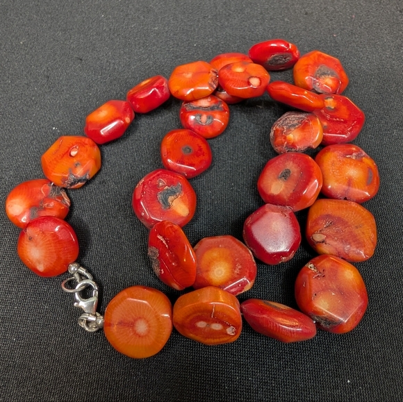 Vintage Sterling & Coral Necklace - Picture 11 of 12